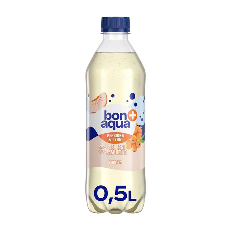 Bonaqua + Persikka & Tyrni kivennäisvesi muovipullo 0,5 L