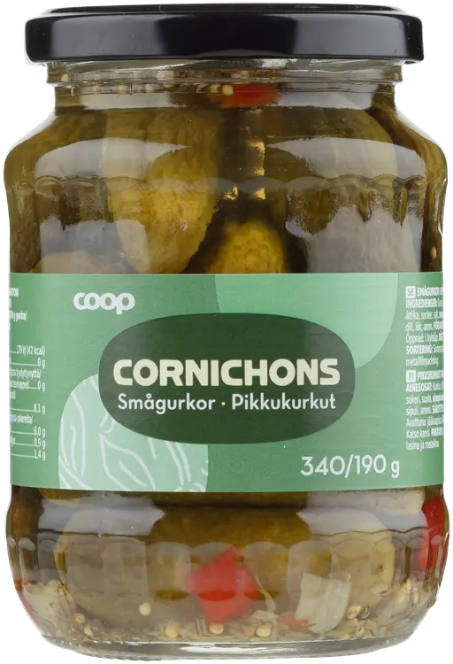 Coop pikkukurkut mausteliemessä 340/190 g