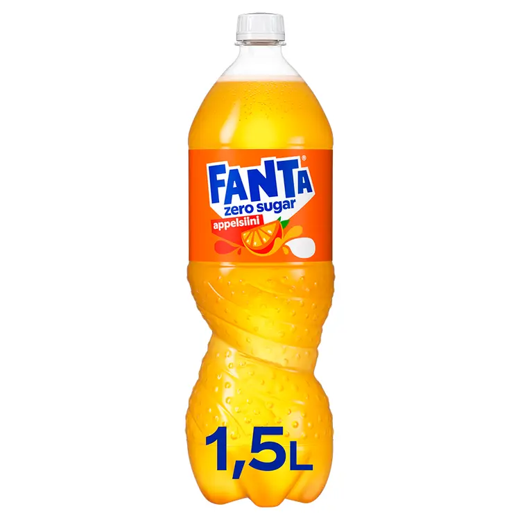 Fanta Appelsiini Zero sokeriton virvoitusjuoma muovipullo 1,5 L