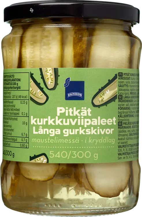Rainbow pitkät kurkkuviipaleet 540/300 g