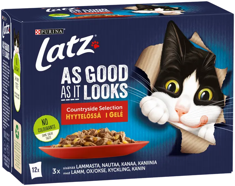 Latz Agail 12x85g Countryside lajitelma hyytelössä 4 varianttia kissanruoka