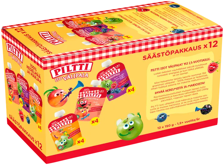 Piltti 12x150g Iso välipala Säästöpakkaus 1,5+v annospussi