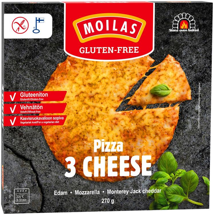 Moilas Gluten-Free 3 Cheese pizza 270 g, pakaste