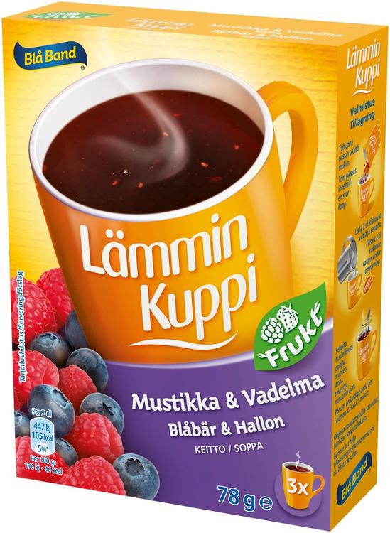 Blå Band Lämmin Kuppi Frukt Mustikka-Vadelmakeitto 3x26g
