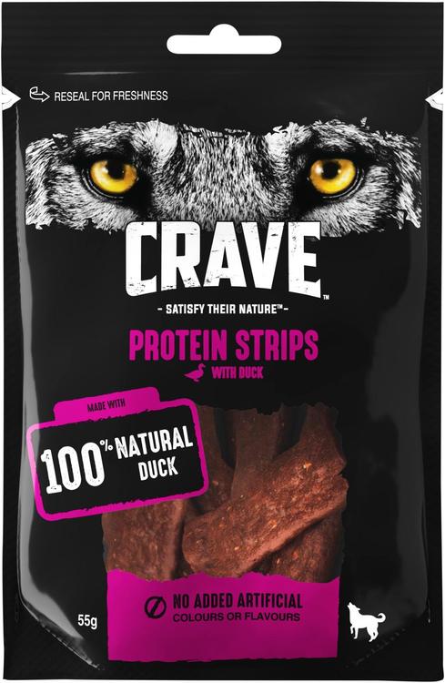 Crave Protein Strips sis. Ankkaa - Viljaton koiranherkku - (55 g)