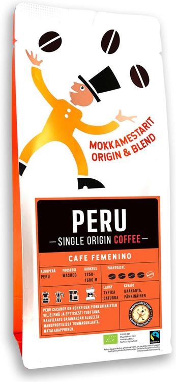 Mokkamestarit 200g Peru Cecanor Cafe Femenino Reilun kaupan luomukahvi