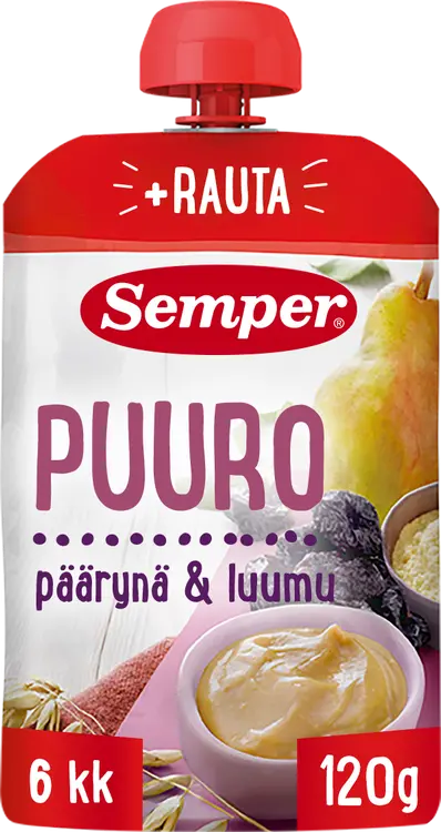Semper Puuro Päärynä & luumu 6kk käyttövalmis lastenpuuro 120g