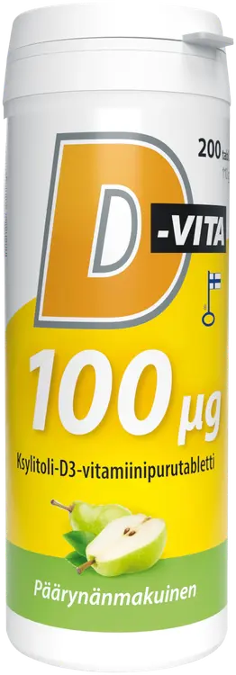 D-Vita D-vitamiini 100 ug päärynä purutabletti 200 tabl.
