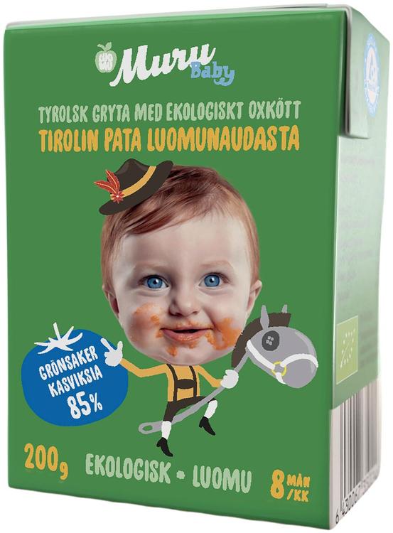 Muru Baby Tirolinpata luomunaudasta 8 kk luomulastenateria 200 g