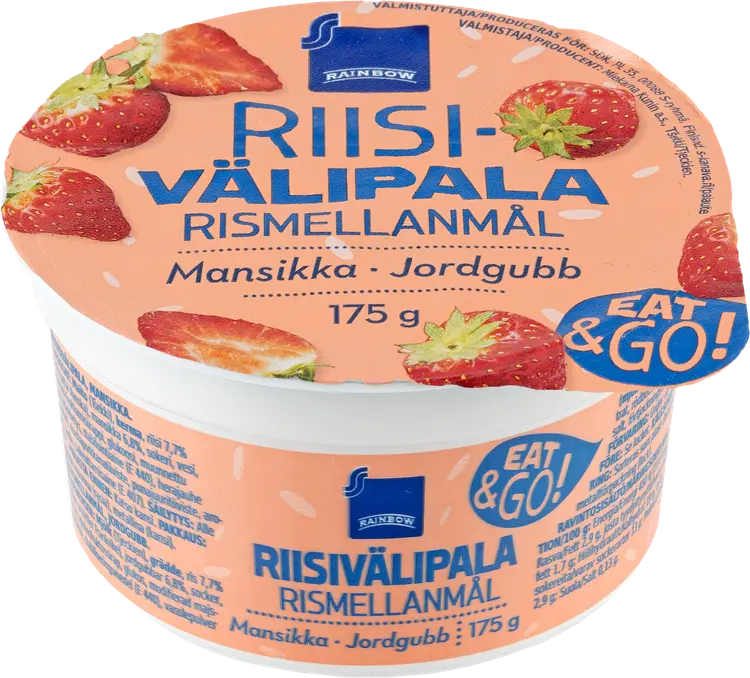 Rainbow Riisivälipala Mansikka 175g