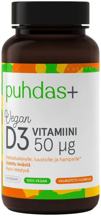 Puhdas+ Kasviperäinen D3-vitamiini 50µg 17g/60kaps