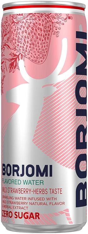 Borjomi Flavored Water Wild Strawberries–Herbs Taste Sparkling mineral water 0,33l metsämansikanmakuinen kivennäisvesi