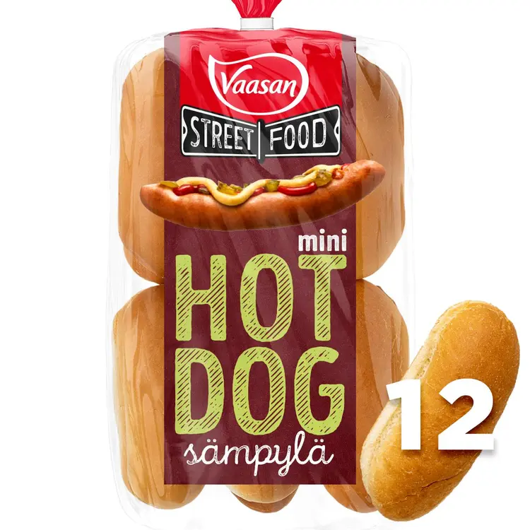 Vaasan Street Food Mini Hot Dog bun Classic  324g 12 kpl