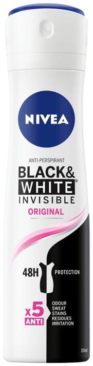 NIVEA 150ml Black & White Invisible Original Deo Spray -antiperspirantti