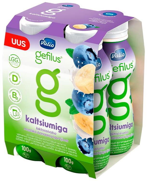 Gefilus jogurtijook mustika-banaani kaltsiumiga 4x100g