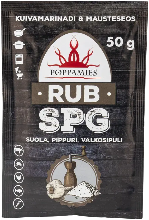 Poppamies Rub SPG salt-pepper-garlic mausteseos 50g