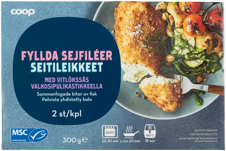 Coop seitileikkeet valkosipulikastikkeella MSC 300 g pakaste