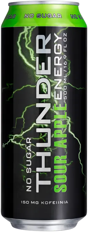 THUNDER ENERGY No sugar Sour apple energiajuoma 500 ml