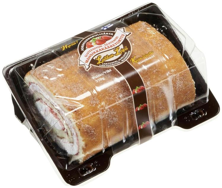 Laitilan Leipä Mansikkakääretorttu Gluteeniton 350 g, Maidoton, Laktoositon Perinteisesti käsin leivottu.