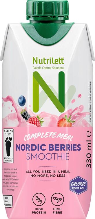 Nutrilett Nordic berries smoothie vähälaktoosinen Pohjoisten marjojen makuinen smoothie - ateriankorvike painonhallintaan 330 ml
