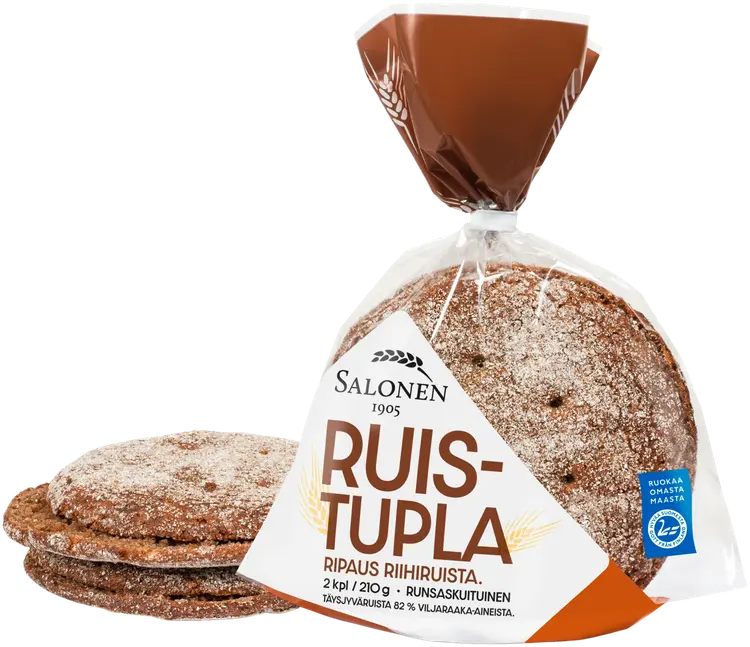 Leipomo Salonen Ruistupla 2/210 g ruisleipä, halkaistu