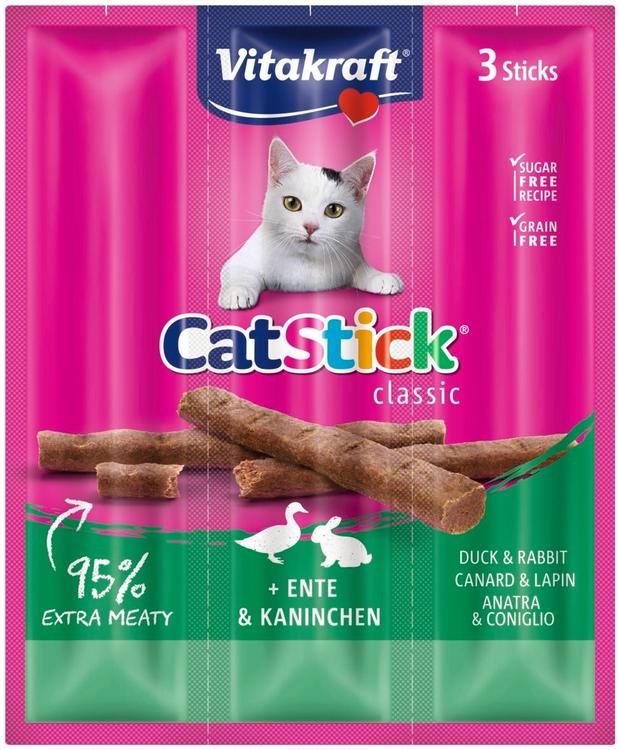 Vitakraft Cat Stick® Lihatikku kissoille, ankka & kaniini 3kpl