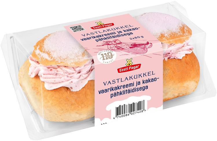 Vastlakukkel vaarikakreemi ja kakao-pähklitäidisega 2x80 g