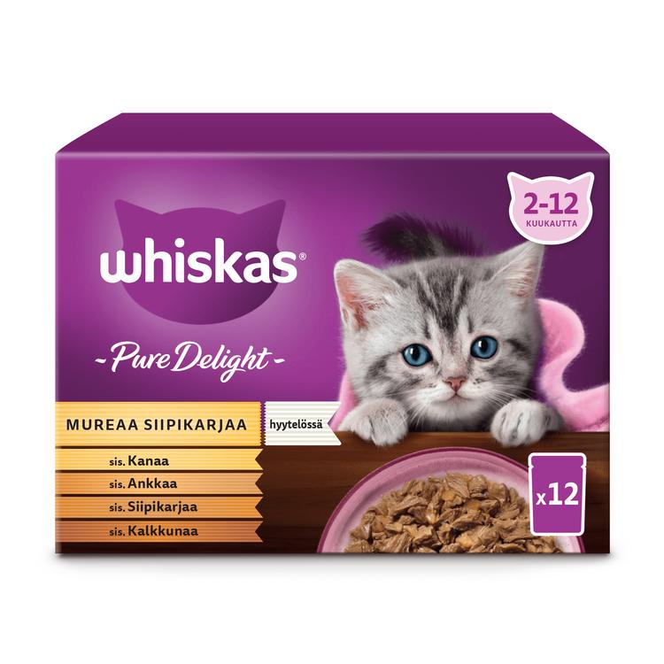 Whiskas Junior Pure Delight mureaa siipikarjaa hyytelössä (12 x 85 g)