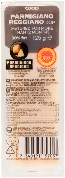 Coop Parmigiano Reggiano 12kk 125g SAN