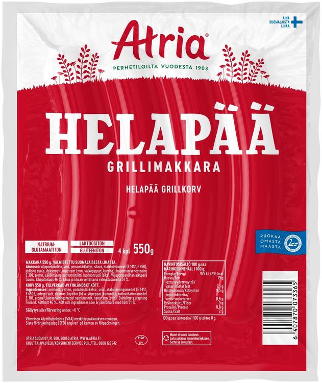 Atria Helapää Grillimakkara 550g