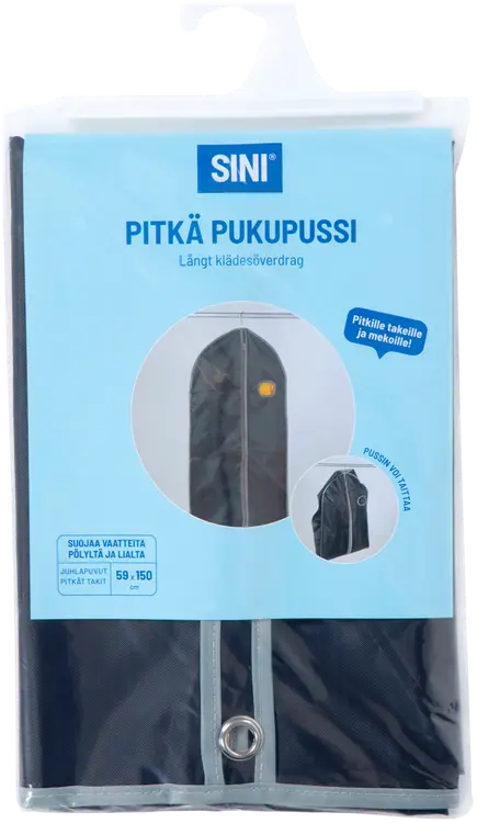 Sini pitkä pukupussi 150 x 60 cm