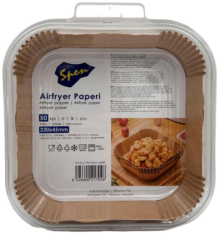 Spen Air fryer paperi 23x4,5cm 50kpl kulmikas