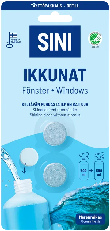 SINI Ikkunapuhdistusaine täyttöpakkaus – 2 tablettia