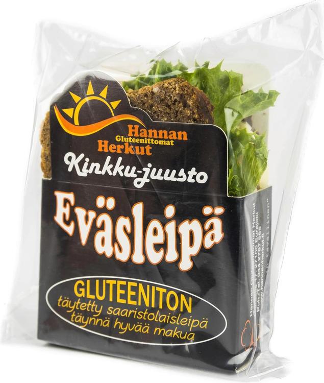 Hannan Gluteenittomat Herkut 130g Eväsleipä kinkku-juusto