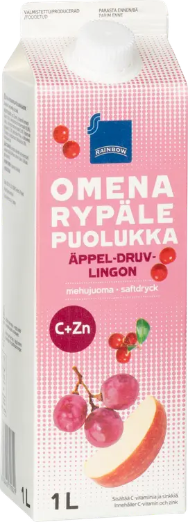 Rainbow omena-rypäle-puolukkamehujuoma C+Zn 1l