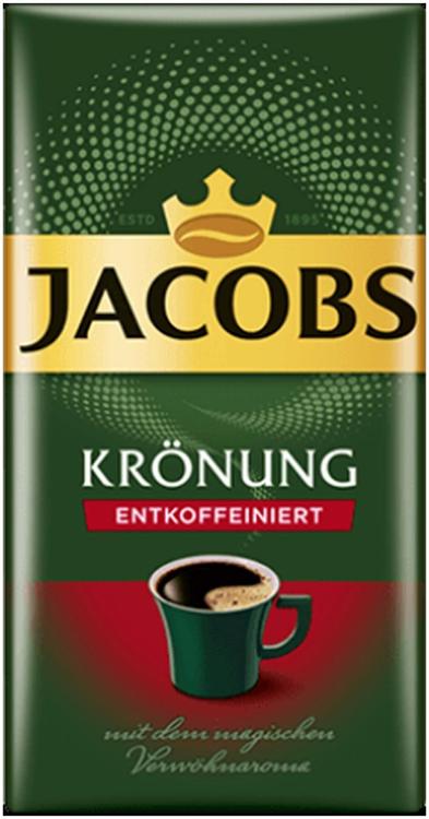 Jacobs Krönung Decaf 500 g, kofeiiniton suodatinkahvi tyhjiöpakkauksessa