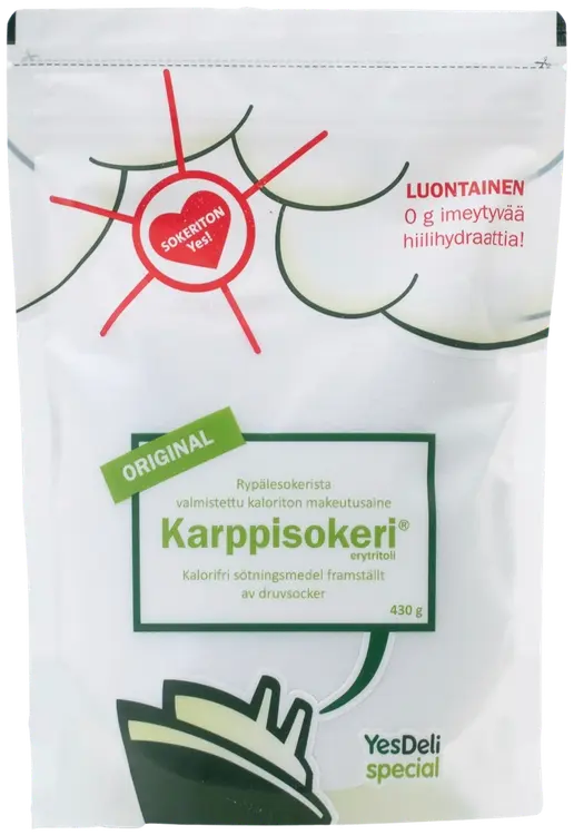YesDeli Special Karppisokeri kaloriton rypälesokerista valmistettu makeutusaine 430g