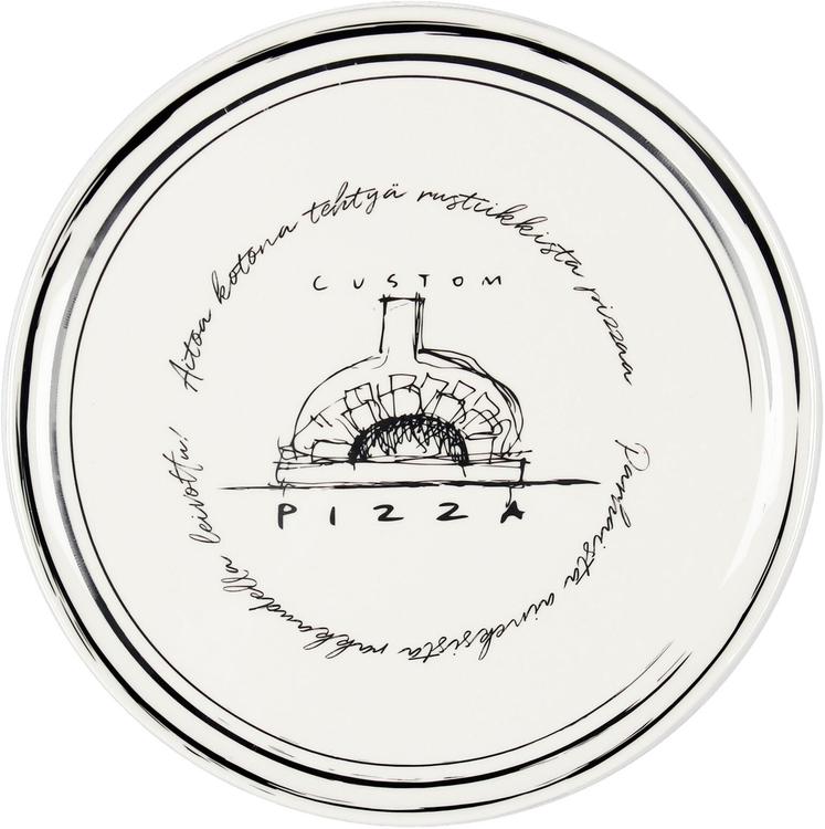Kultakeramiikka pizzalautanen Bistro 29,5 cm valkoinen