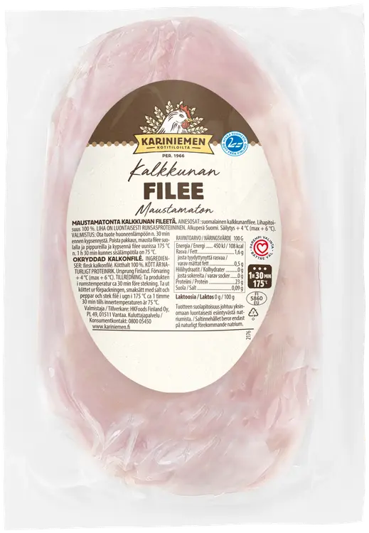 Kariniemen Kalkkunan filee maustamaton n. 1,1 kg