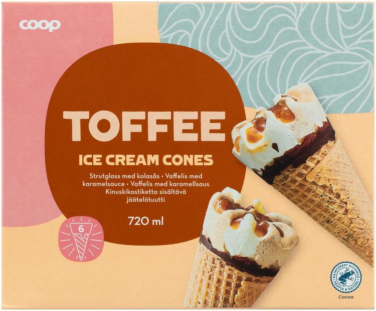 Coop jäätelötuutti toffee 6 kpl 720 ml/414 g