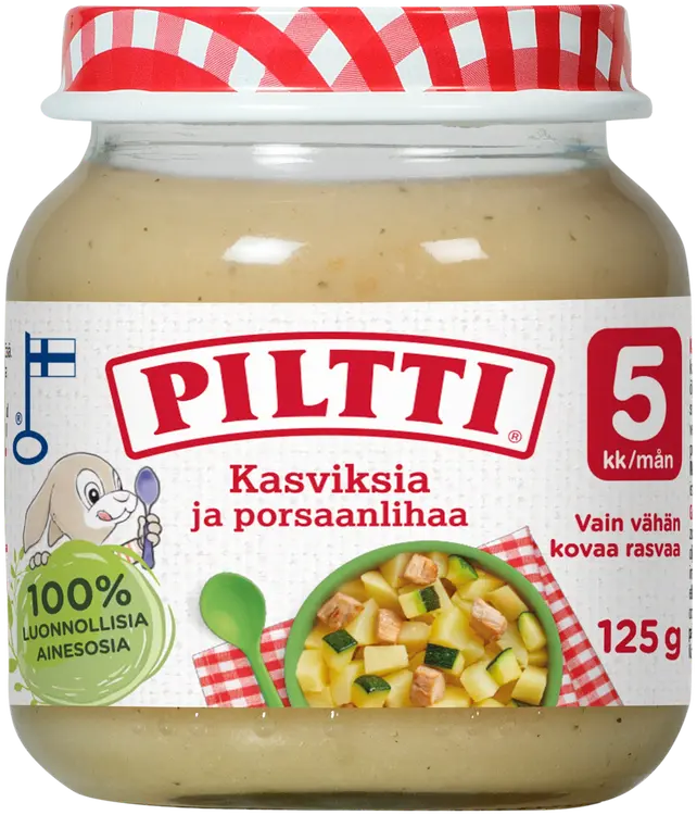 Piltti 125g Kasviksia ja porsaanlihaa lastenateria 5kk