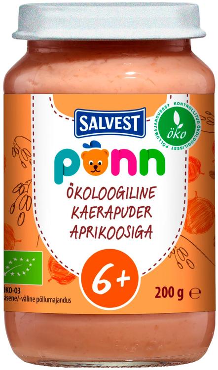 Põnn Öko Kaerapuder aprikoosiga, 200 g (6+)