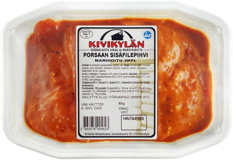 Kivikylän Porsaan sisäfilepihvi marinoitu 3kpl n.400 g