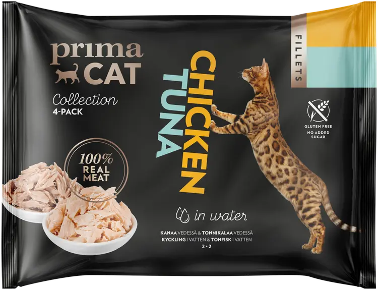 PrimaCat Fillets Kanaa vedessä & Tonnikalaa vedessä 4 x 50 g