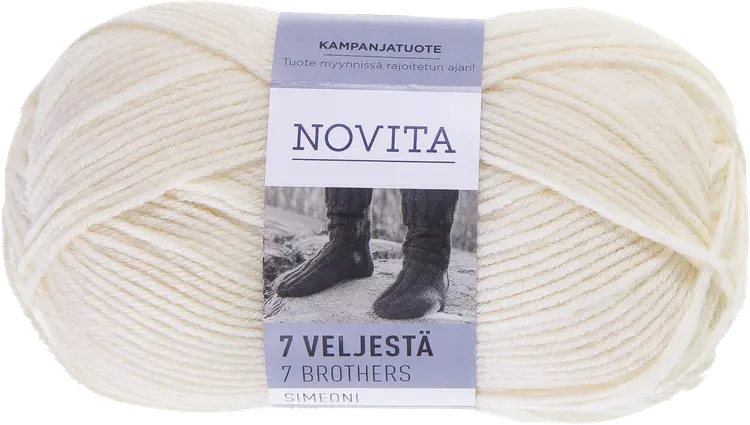 Novita 7 Veljestä lanka Simeoni 100g luonnonvalkoinen 010 yarn
