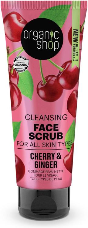 Organic Shop Cleansing Face Scrub for all skin types Cherry and Ginger -kasvokuorinta 75 ml