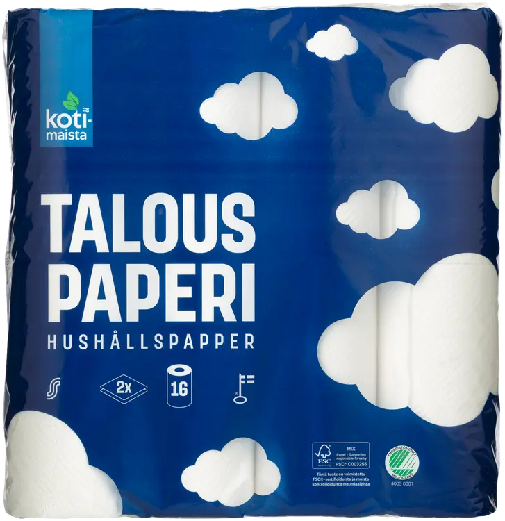 Kotimaista talouspaperi 16rl valkoinen