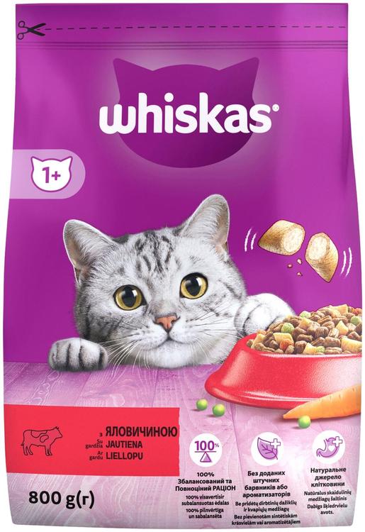 Whiskas kuivtoit täiskasvanud kassidele loomalihaga 800g