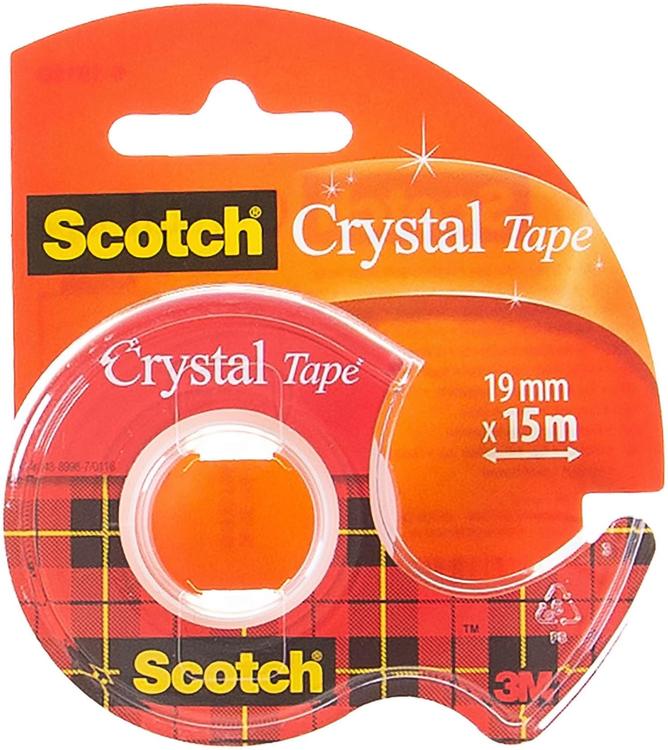 Scotch® Crystal Clear-teippi, 19 mm x 15 m, 1 rulla + käsiteline