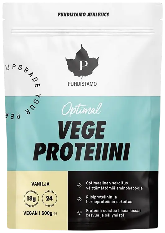 Puhdistamo Athletics Optimal Vege proteiinijauhe Vanilja 600 g